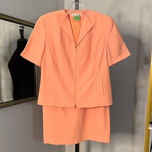 Peach Short Sleeve Skirt Suit